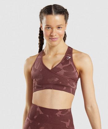 Staniki Sportowe Damskie Gymshark Adapt Camo Seamless Różowe Brązowe | PL 2957JPQ